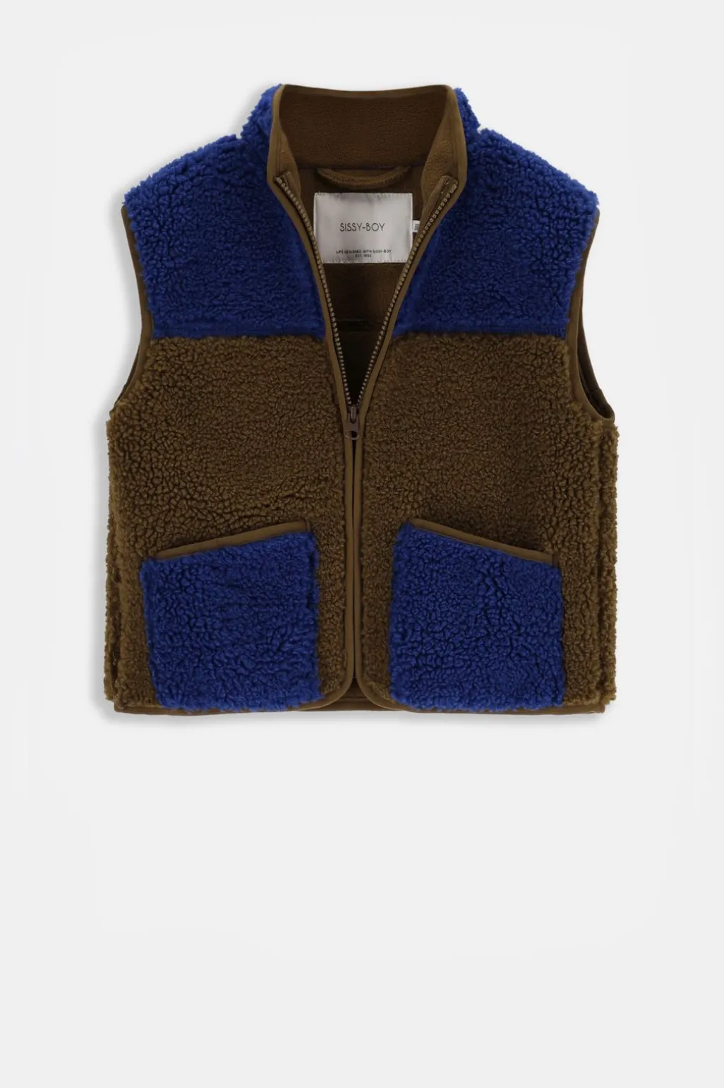 Colourblock teddy gilet