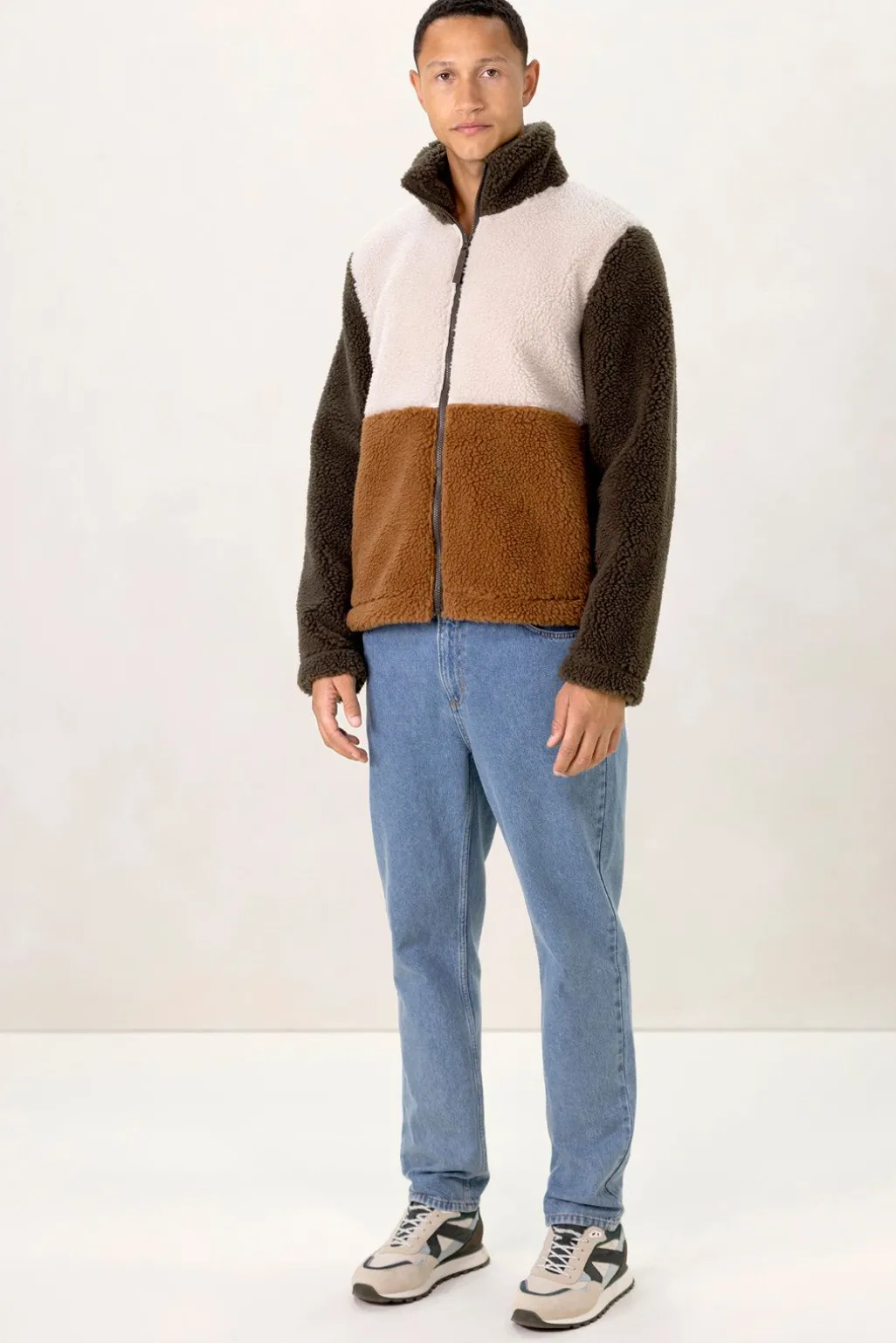 Colourblock teddy jas