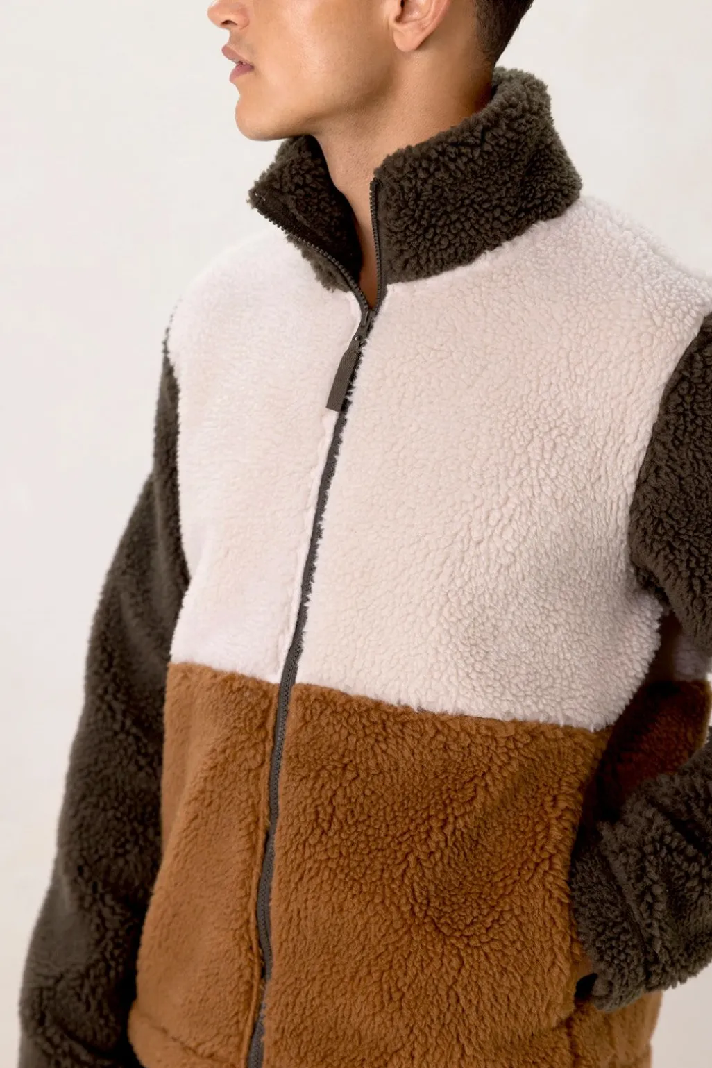Colourblock teddy jas