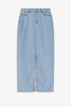 Denim maxi rok met split