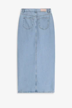 Denim maxi rok met split