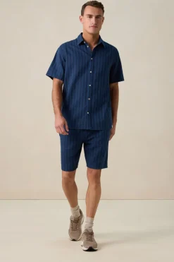 Donkerblauw gestreepte short