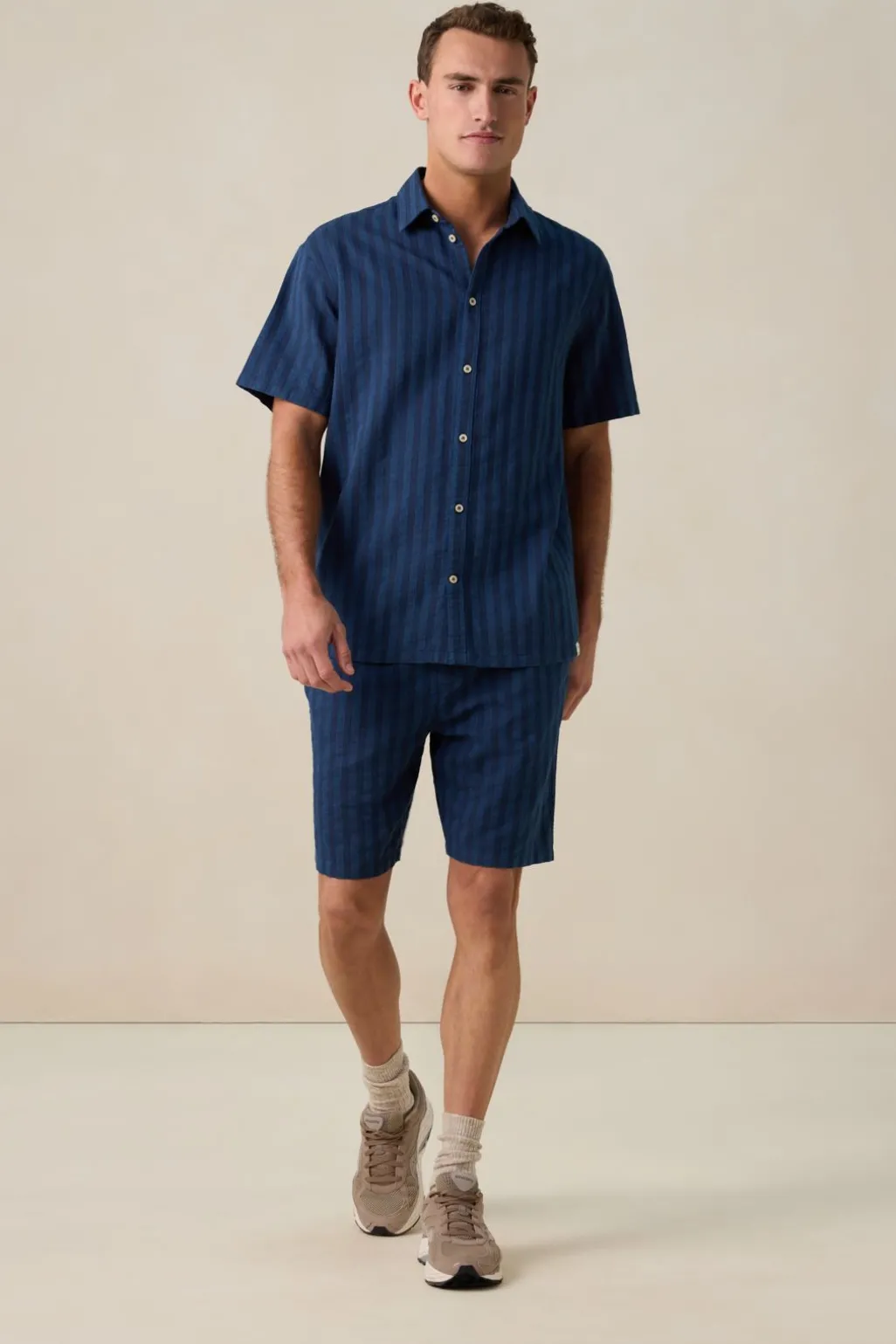 Donkerblauw gestreepte short