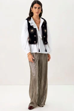 Donkerblauw gilet met embroidery