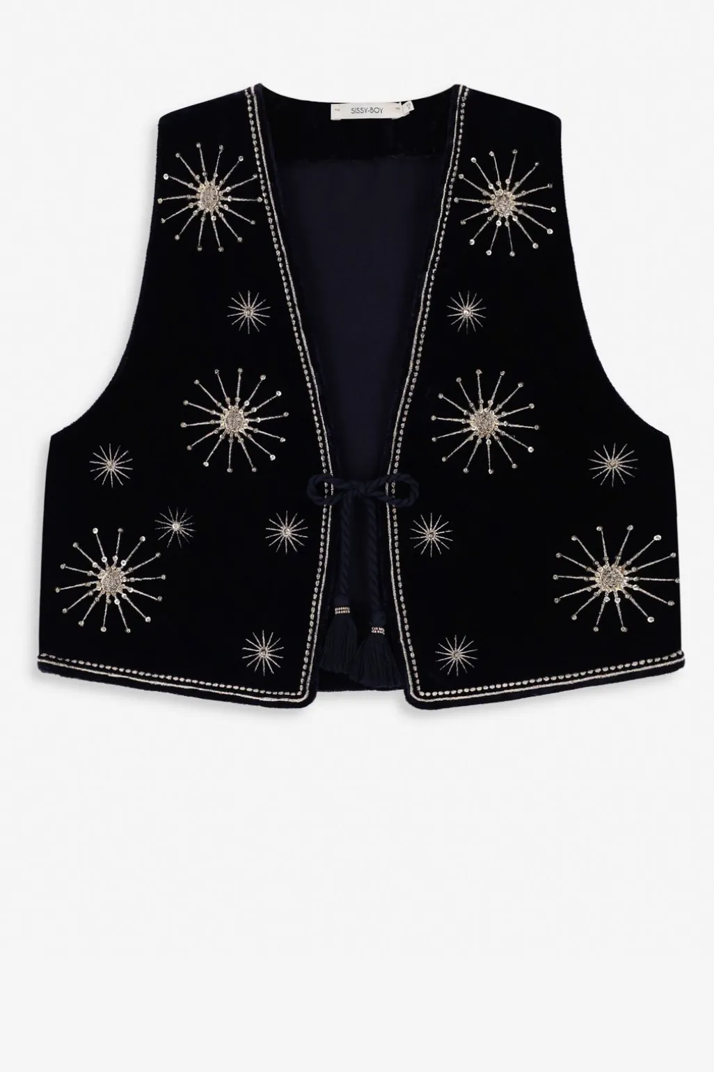 Donkerblauw gilet met embroidery