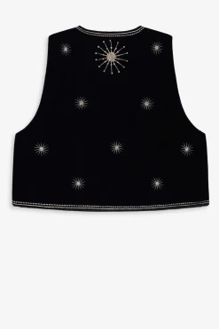 Donkerblauw gilet met embroidery