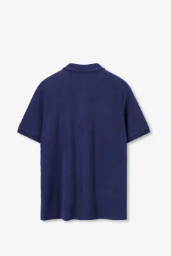 Donkerblauwe badstof polo