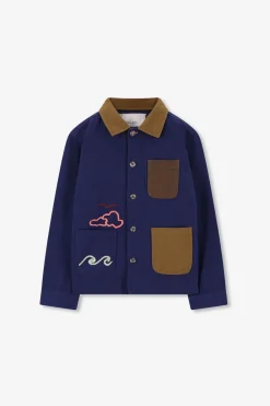 Donkerblauwe colourblock jack met embroidery
