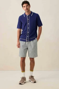 Donkerblauwe gebreide polo