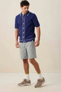 Donkerblauwe gebreide polo