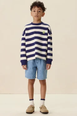 Donkerblauwe gestreepte sweater