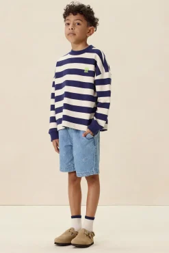 Donkerblauwe gestreepte sweater
