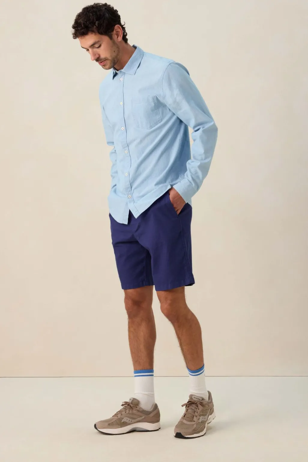 Donkerblauwe linnen short