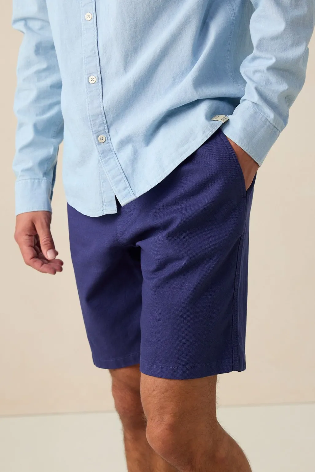 Donkerblauwe linnen short