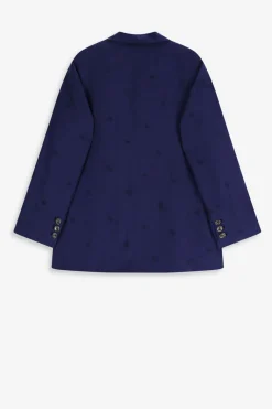 Donkerblauwe oversized blazer met embroidery