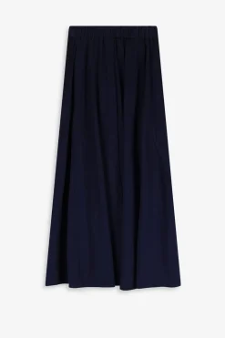 Donkerblauwe satijnen maxi rok