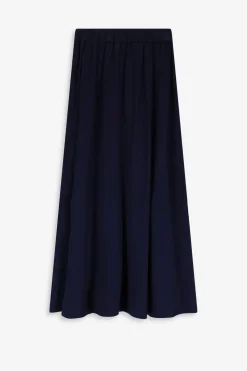 Donkerblauwe satijnen maxi rok