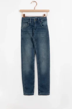 Donkerblauwe slim fit jog jeans