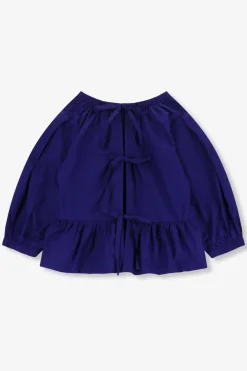Donkerblauwe top met ruffle