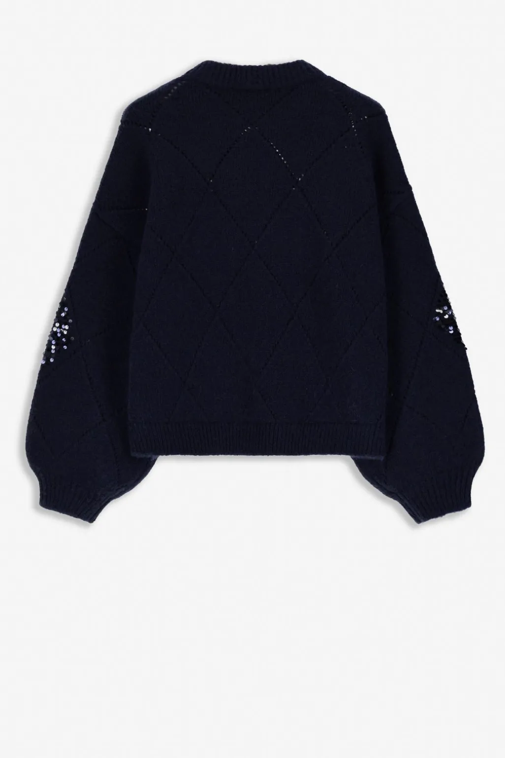 Donkerblauwe trui met pailletten