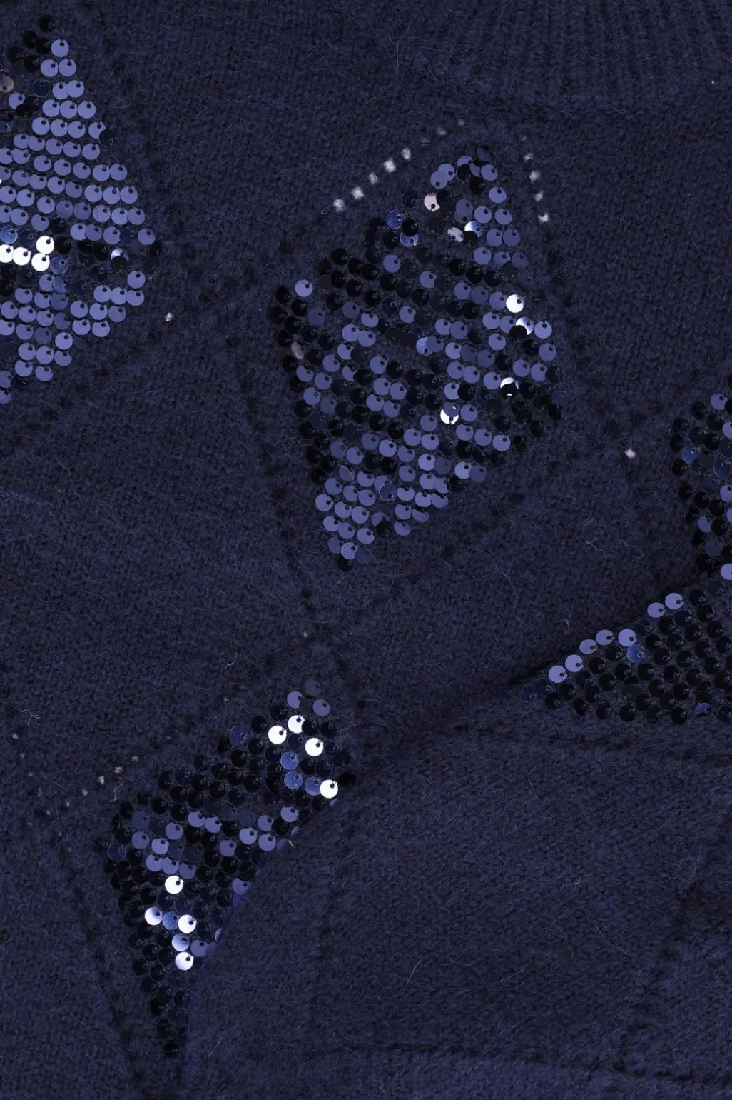 Donkerblauwe trui met pailletten