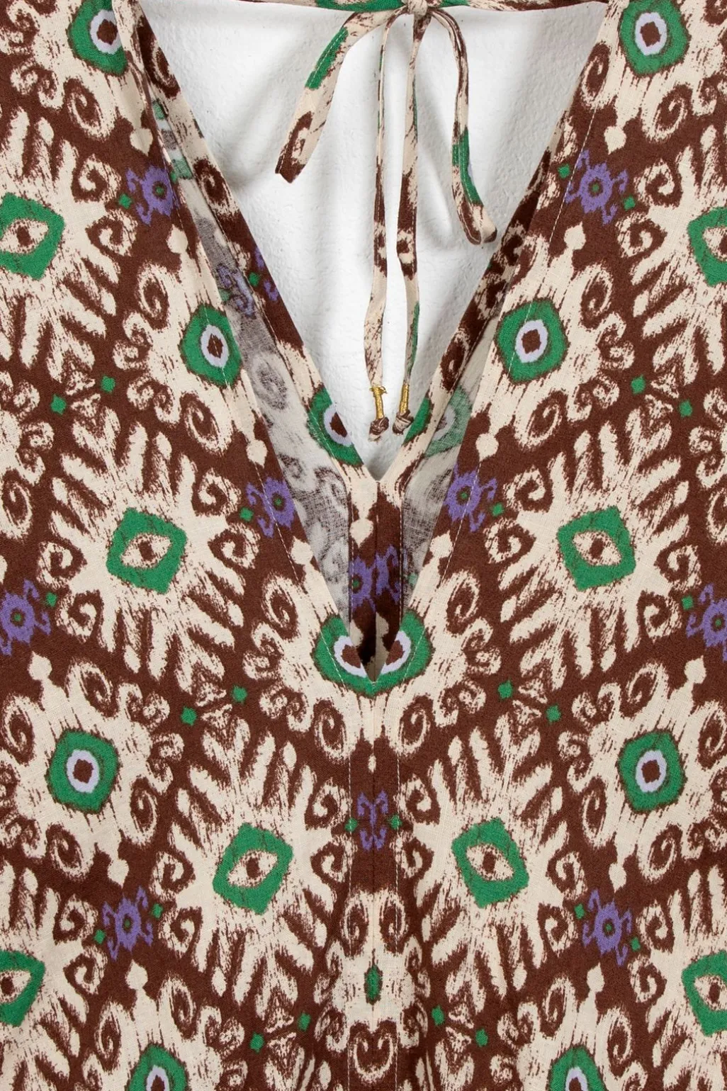 Donkerbruine kaftan jumpsuit met ikat print