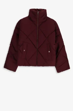Donkerbruine korte quilted jas