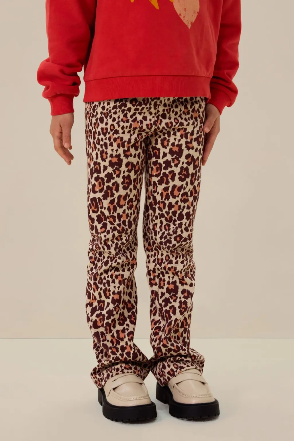 Donkerbruine legging met leopard print