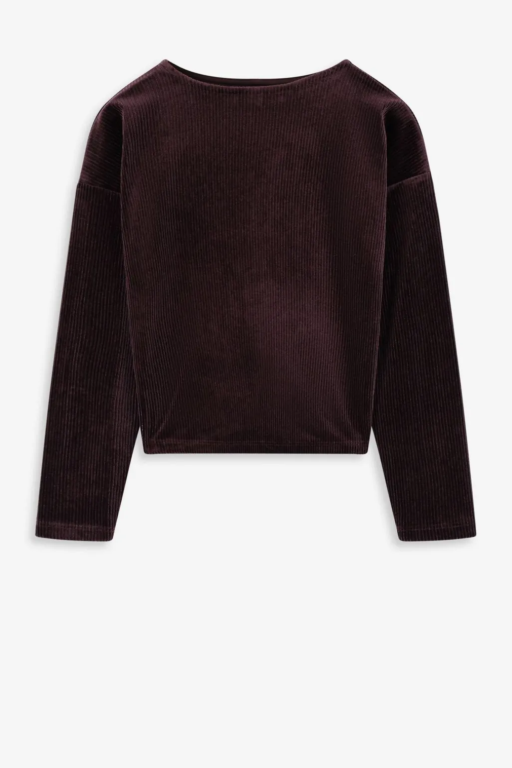 Donkerbruine longsleeve met knoopdetail