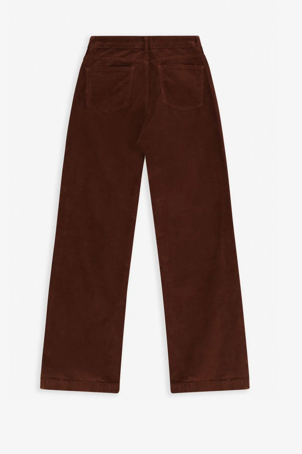 Donkerbruine mid waist flared corduroy broek