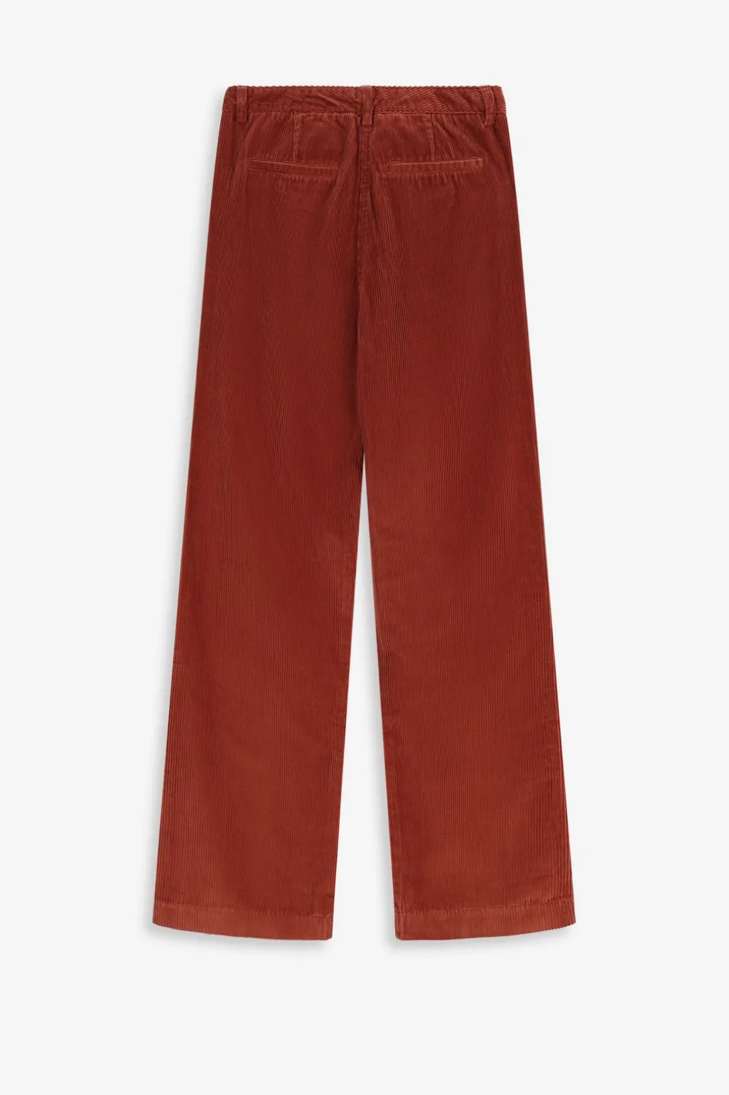 Donkerbruine mid waist wide leg corduroy broek
