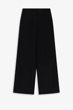 Donkerbruine mid waist wide leg pantalon