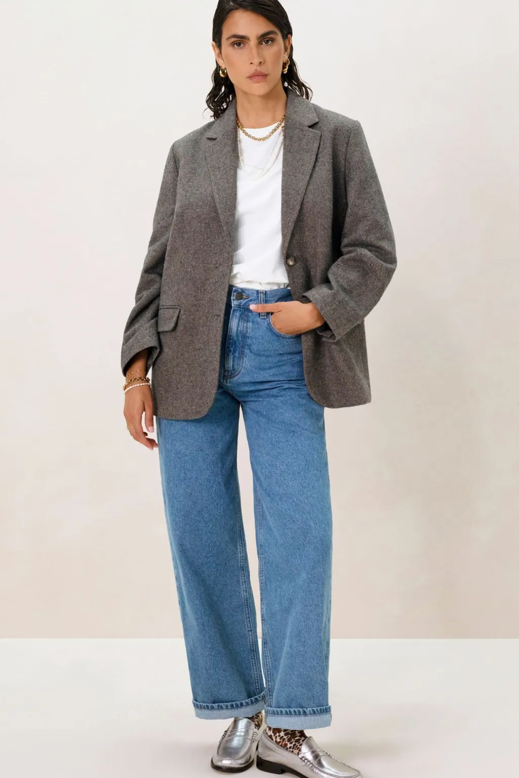 Donkerbruine oversized blazer