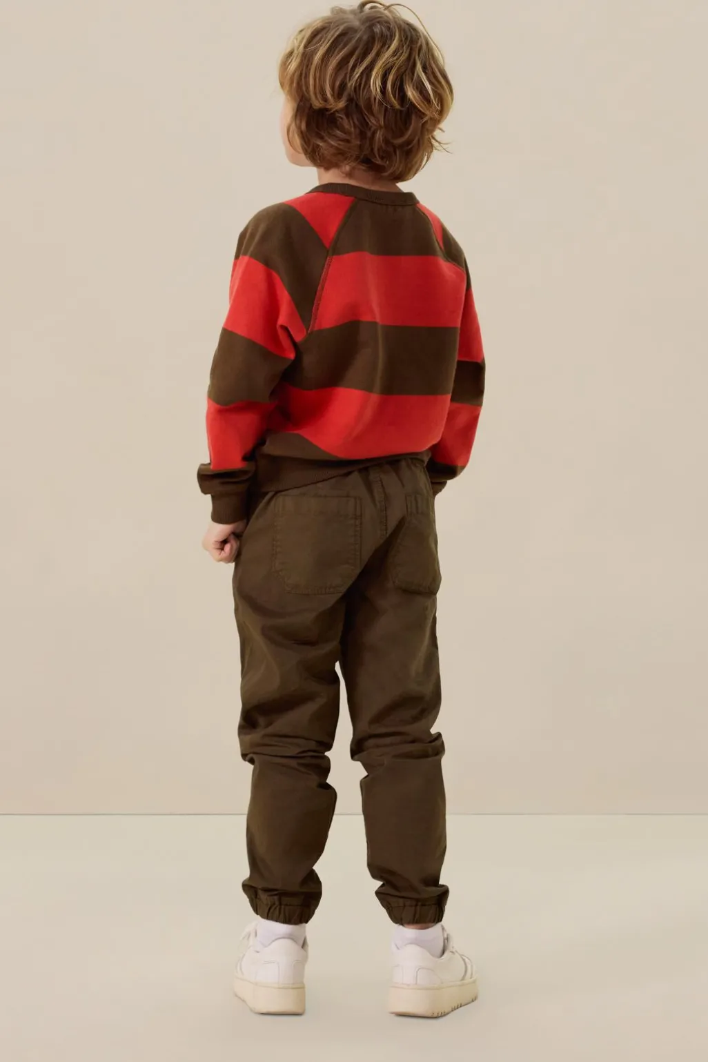 Donkerbruine pull on broek met aantrekkoorden