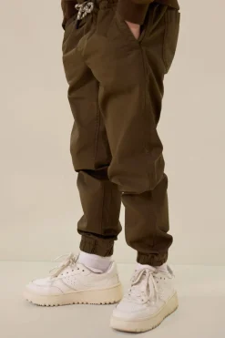 Donkerbruine pull on broek met aantrekkoorden