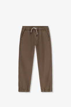 Donkerbruine pull on broek met aantrekkoorden
