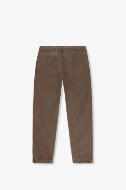 Donkerbruine pull on broek met aantrekkoorden