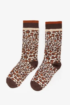 Donkerbruine sokken met leopard print