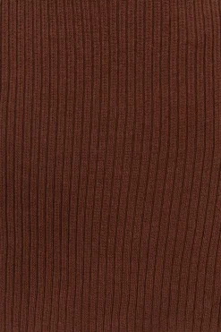 Donkerbruine strapless gebreide top
