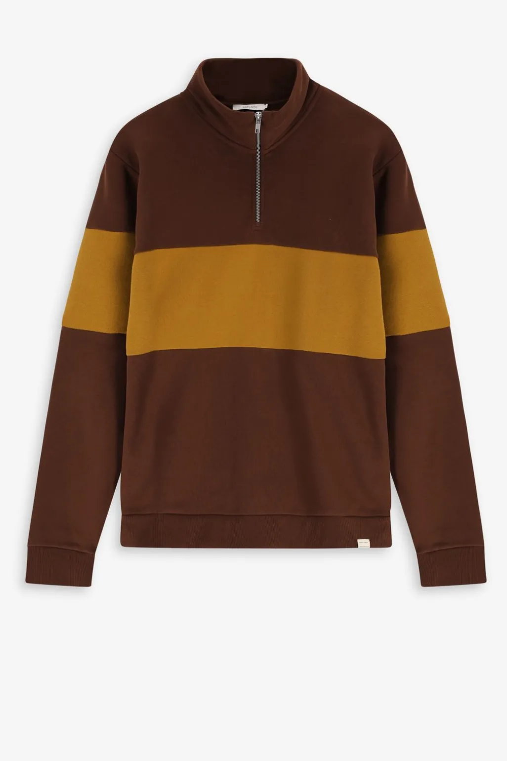 Donkerbruine sweater met streep
