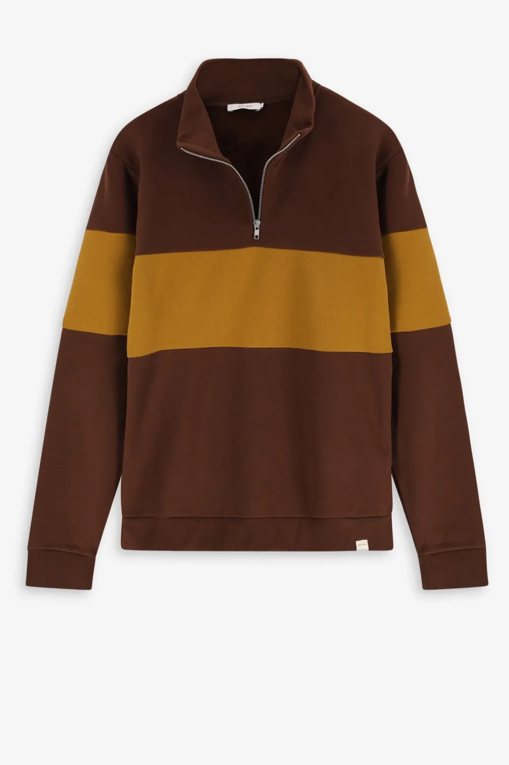 Donkerbruine sweater met streep