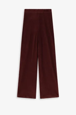 Donkerbruine velvet straight leg broek