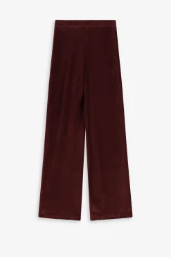 Donkerbruine velvet straight leg broek