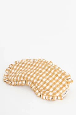 Donkergeel geblokt oogmasker
