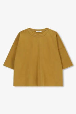 Donkergeel oversized jersey T-shirt