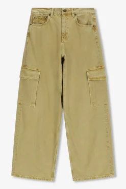 Donkergele high waist cargo broek