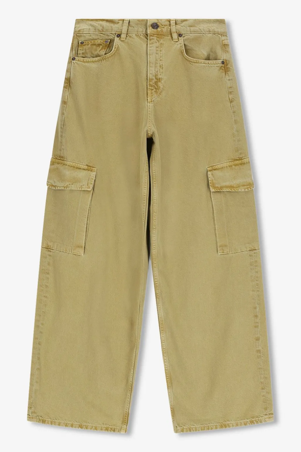 Donkergele high waist cargo broek