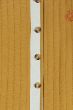 Donkergele quilted jas met embroidery
