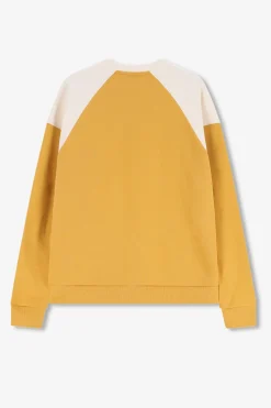 Donkergele sweater met artwork