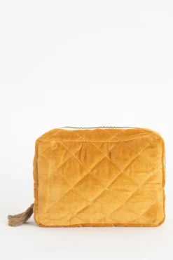 Donkergele velvet toilettas